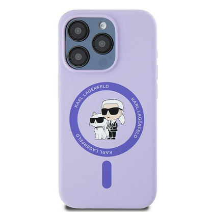 MagSafe-deksel for Apple iPhone 15 Pro, Karl Lagerfeld, Silicone Ring Karl & Choupette, Lilla