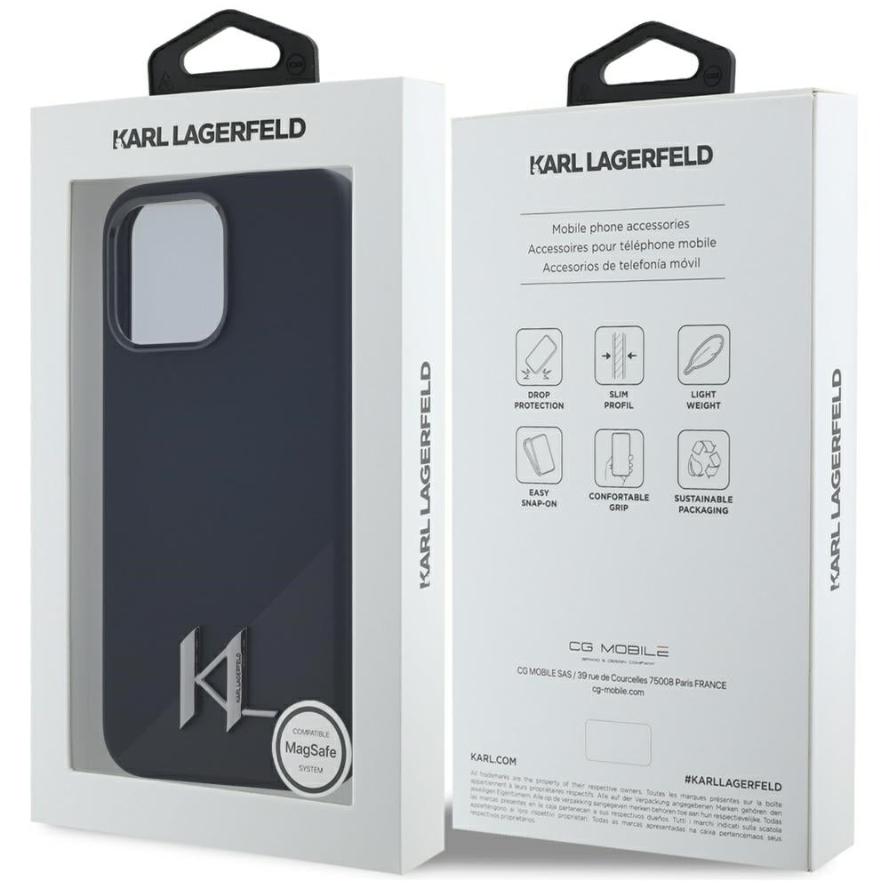 MagSafe-deksel for Apple iPhone 15 Pro, Karl Lagerfeld, Silicone Shadow Metal Initial, Svart