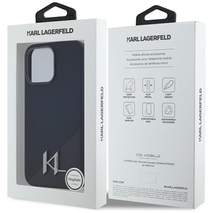 MagSafe-deksel for Apple iPhone 15 Pro, Karl Lagerfeld, Silicone Shadow Metal Initial, Svart
