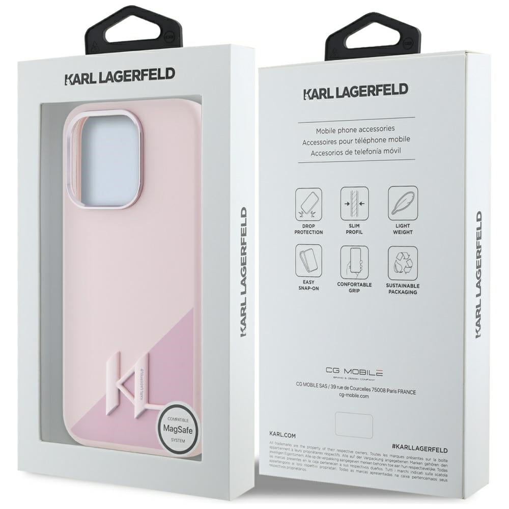 MagSafe-deksel for Apple iPhone 15 Pro, Karl Lagerfeld, Silicone Shadow Metal Initial, Rosa