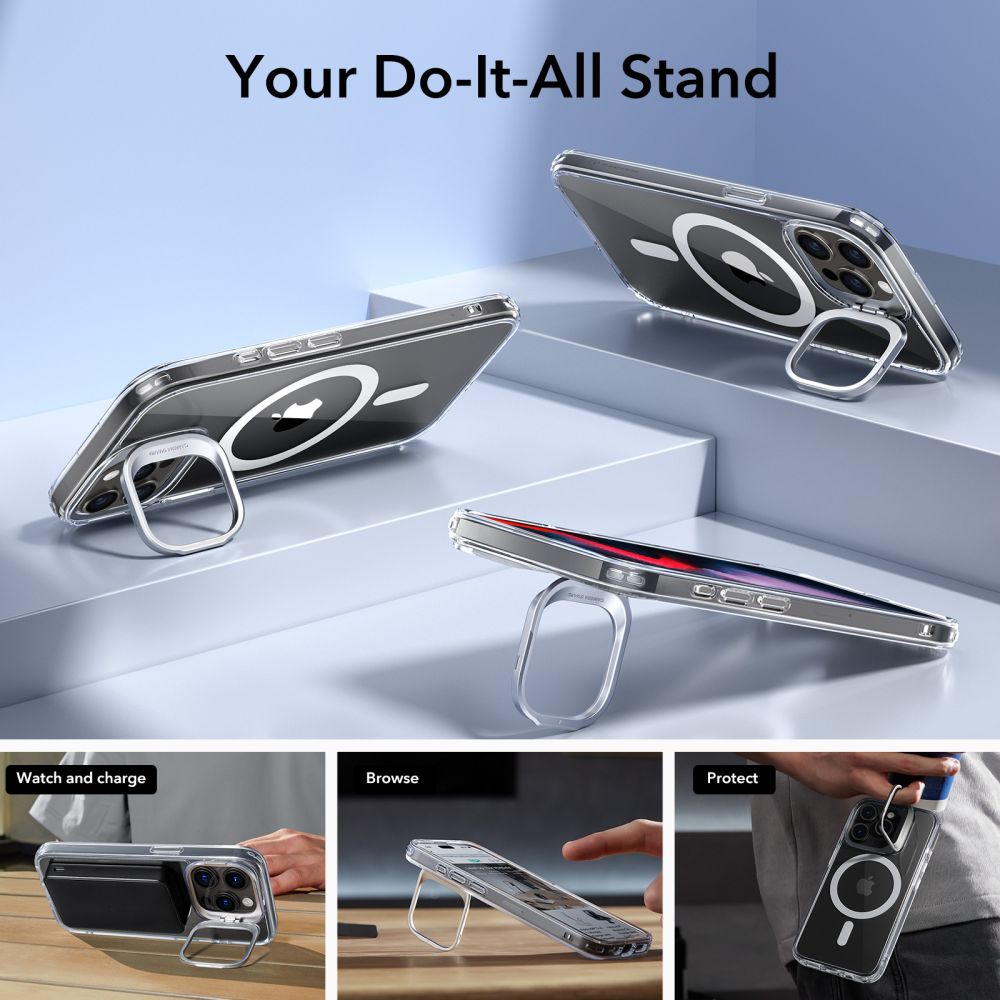 MagSafe-deksel for Apple iPhone 15 Pro Max, ESR, Classic Hybrid Kickstand, Transparent