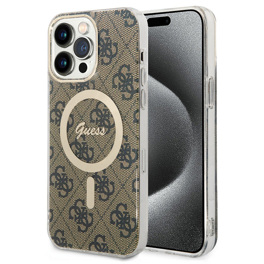 MagSafe-deksel for Apple iPhone 15 Pro Max, Guess, 4G IML, Brun GUHMP15XH4STW
