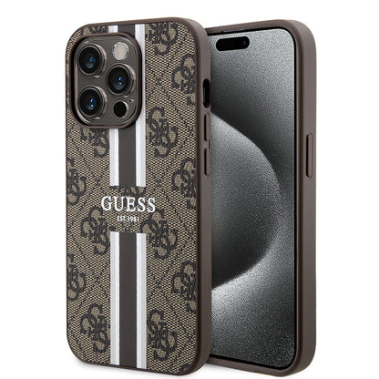 MagSafe-deksel for Apple iPhone 15 Pro Max, Guess, 4G Printed Stripes, Brun