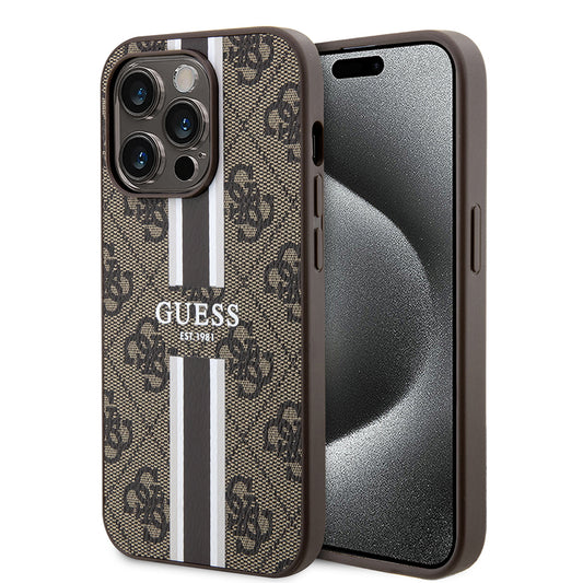 MagSafe-deksel for Apple iPhone 15 Pro Max, Guess, 4G Printed Stripes, Brun