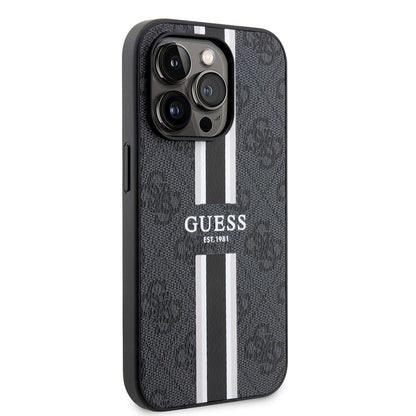 MagSafe-deksel for Apple iPhone 15 Pro Max, Guess, 4G Printed Stripes, Svart