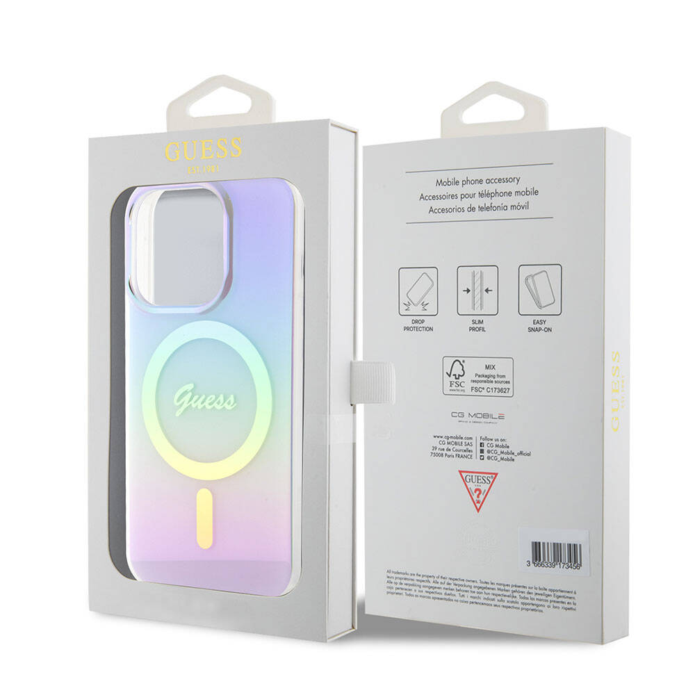 MagSafe-deksel for Apple iPhone 15 Pro Max, Guess, IML Iridescent, Lilla