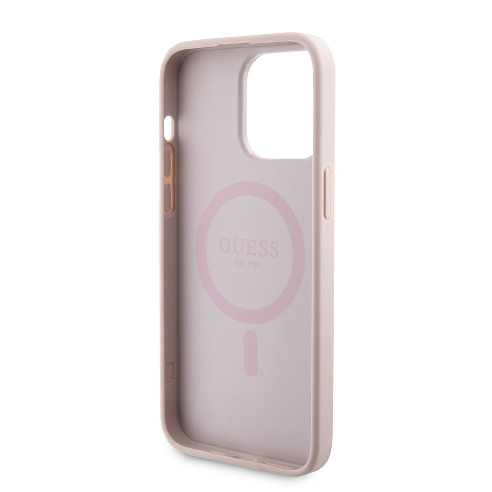 MagSafe-deksel for Apple iPhone 15 Pro Max, Guess, Powerbank 4G Metal Logo, Rosa