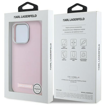 MagSafe-deksel for Apple iPhone 15 Pro Max, Karl Lagerfeld, FW Metal Plate, Rosa
