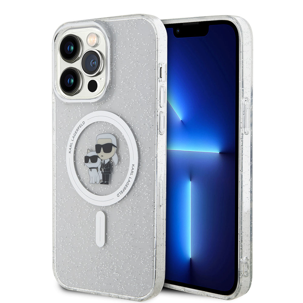 MagSafe-deksel for Apple iPhone 15 Pro Max, Karl Lagerfeld, Glitter, Gjennomsiktig