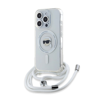 MagSafe-deksel for Apple iPhone 15 Pro Max, Karl Lagerfeld, IML Crossbody Karl's Head, Gjennomsiktig