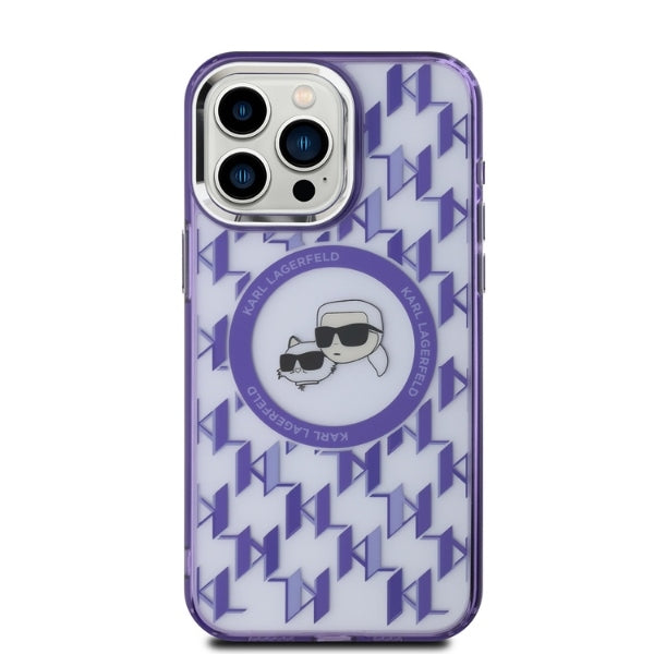 MagSafe-deksel for Apple iPhone 15 Pro Max, Karl Lagerfeld, IML Monogram Karl & Choupette's Heads, Lilla