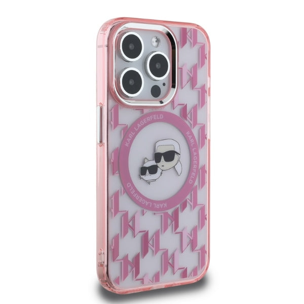 MagSafe-deksel for Apple iPhone 15 Pro Max, Karl Lagerfeld, IML Monogram Karl & Choupette's Heads, Rosa