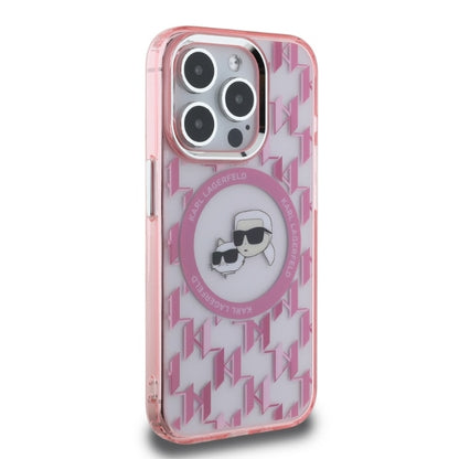 MagSafe-deksel for Apple iPhone 15 Pro Max, Karl Lagerfeld, IML Monogram Karl & Choupette's Heads, Rosa
