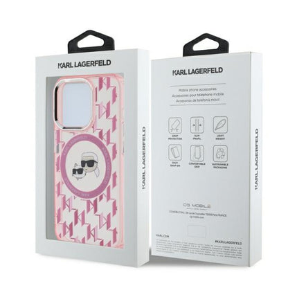 MagSafe-deksel for Apple iPhone 15 Pro Max, Karl Lagerfeld, IML Monogram Karl & Choupette's Heads, Rosa