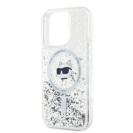 MagSafe-deksel for Apple iPhone 15 Pro Max, Karl Lagerfeld, Liquid Glitter Choupette Head, Gjennomsiktig