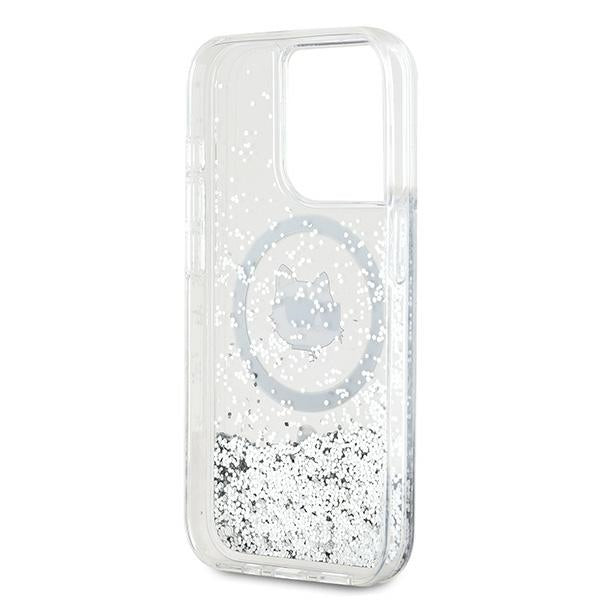 MagSafe-deksel for Apple iPhone 15 Pro Max, Karl Lagerfeld, Liquid Glitter Choupette Head, Gjennomsiktig