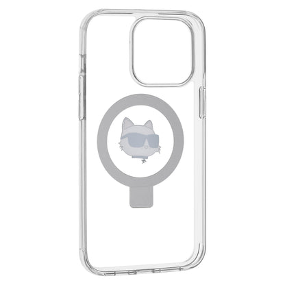 MagSafe-deksel for Apple iPhone 15 Pro Max, Karl Lagerfeld, Ring Stand Choupette's Head, Hvit