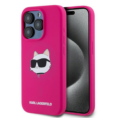 MagSafe-deksel for Apple iPhone 15 Pro Max, Karl Lagerfeld, Silicone Choupette's Head, Fuchsia