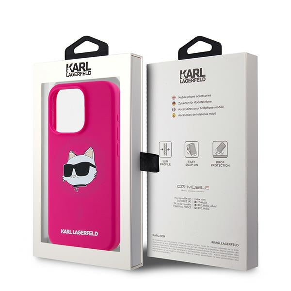 MagSafe-deksel for Apple iPhone 15 Pro Max, Karl Lagerfeld, Silicone Choupette's Head, Fuchsia