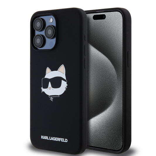 MagSafe-deksel for Apple iPhone 15 Pro Max, Karl Lagerfeld, Silicone Choupette's Head, Svart