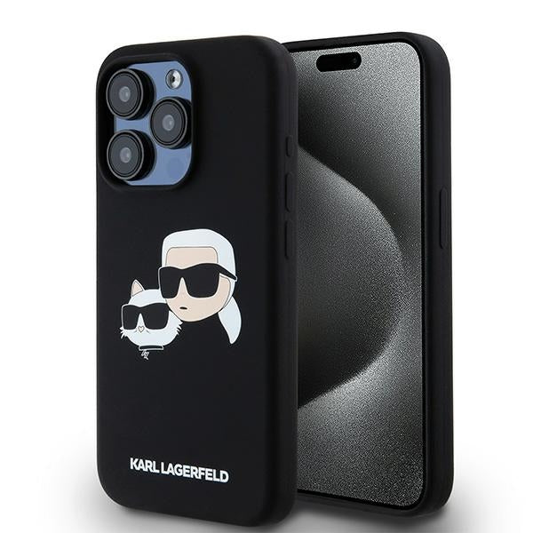 MagSafe-deksel for Apple iPhone 15 Pro Max, Karl Lagerfeld, Silicone Karl & Choupette, Svart