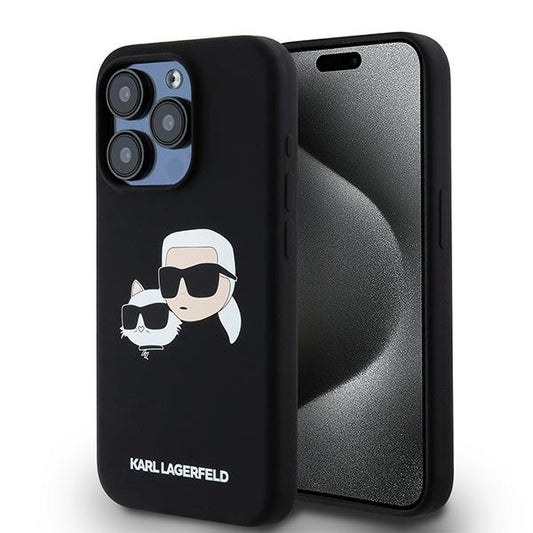 MagSafe-deksel for Apple iPhone 15 Pro Max, Karl Lagerfeld, Silicone Karl & Choupette, Svart