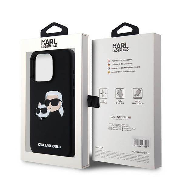 MagSafe-deksel for Apple iPhone 15 Pro Max, Karl Lagerfeld, Silicone Karl & Choupette, Svart