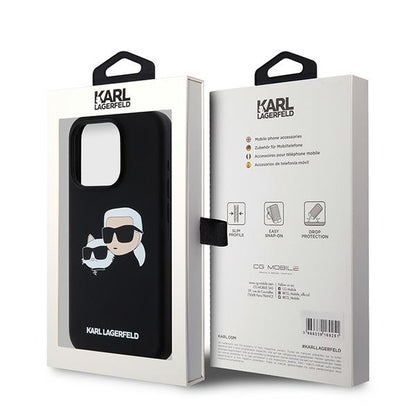 MagSafe-deksel for Apple iPhone 15 Pro Max, Karl Lagerfeld, Silicone Karl & Choupette, Svart
