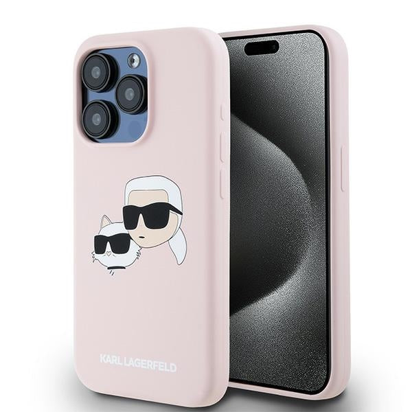 MagSafe-deksel for Apple iPhone 15 Pro Max, Karl Lagerfeld, Silicone Karl & Choupette, Rosa