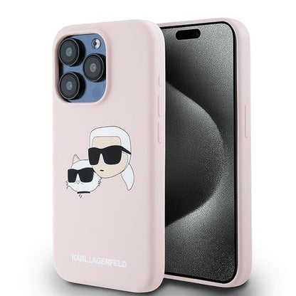 MagSafe-deksel for Apple iPhone 15 Pro Max, Karl Lagerfeld, Silicone Karl & Choupette, Rosa