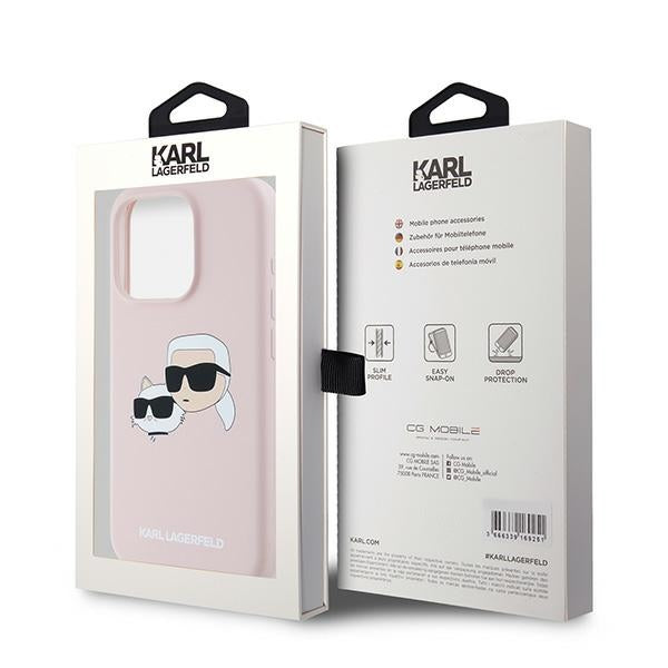 MagSafe-deksel for Apple iPhone 15 Pro Max, Karl Lagerfeld, Silicone Karl & Choupette, Rosa