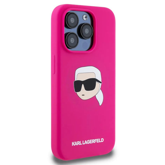 MagSafe-deksel for Apple iPhone 15 Pro Max, Karl Lagerfeld, Silicone Karl's Head, Fuchsia