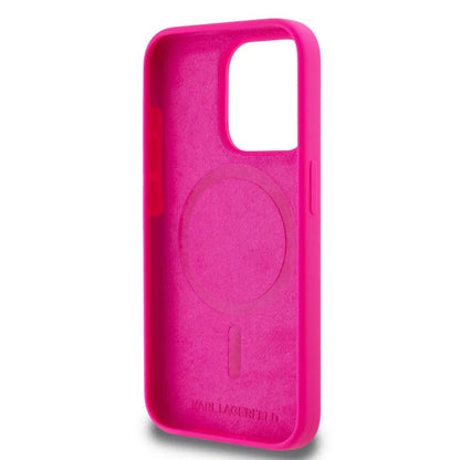 MagSafe-deksel for Apple iPhone 15 Pro Max, Karl Lagerfeld, Silicone Karl's Head, Fuchsia
