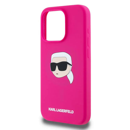 MagSafe-deksel for Apple iPhone 15 Pro Max, Karl Lagerfeld, Silicone Karl's Head, Fuchsia