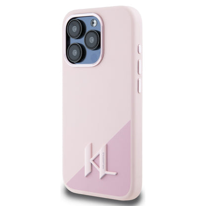 MagSafe-deksel for Apple iPhone 15 Pro Max, Karl Lagerfeld, Silicone Shadow Metal Initial, Rosa
