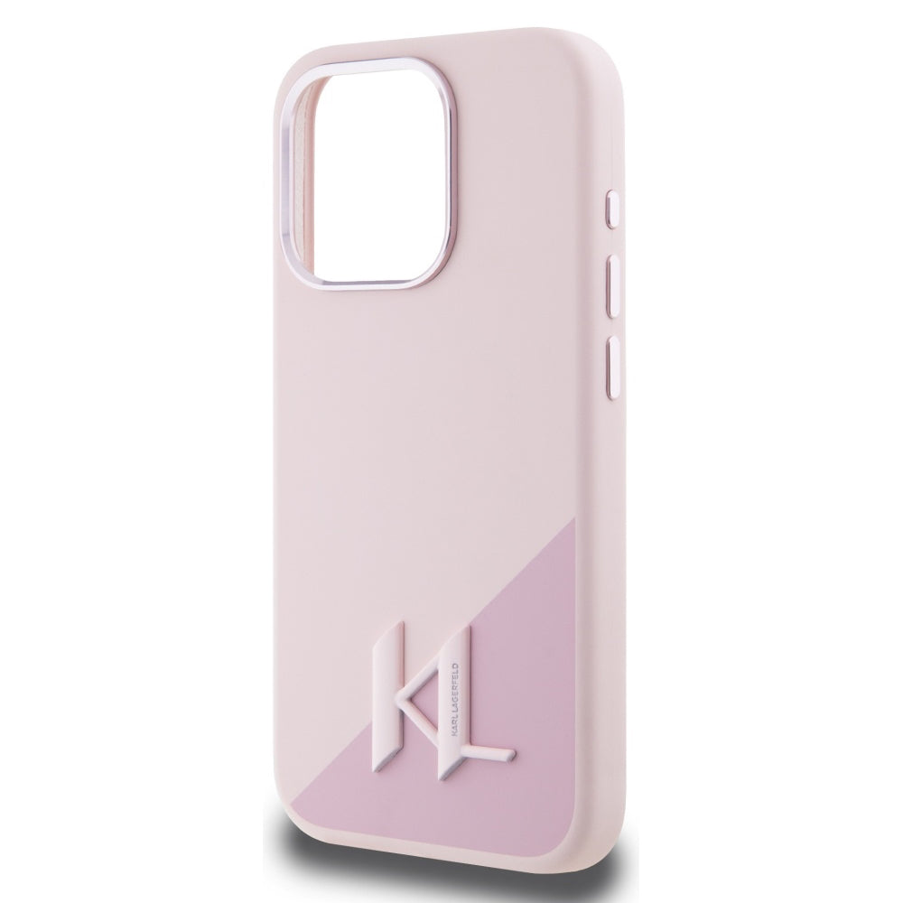 MagSafe-deksel for Apple iPhone 15 Pro Max, Karl Lagerfeld, Silicone Shadow Metal Initial, Rosa