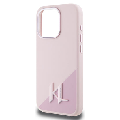 MagSafe-deksel for Apple iPhone 15 Pro Max, Karl Lagerfeld, Silicone Shadow Metal Initial, Rosa