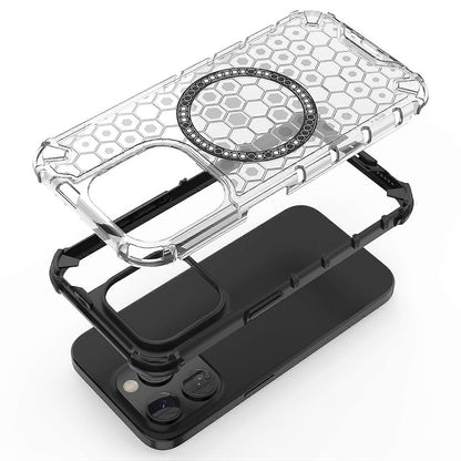 MagSafe-deksel for Apple iPhone 15 Pro Max, Techsuit, HoneyComb Shield, Hvit