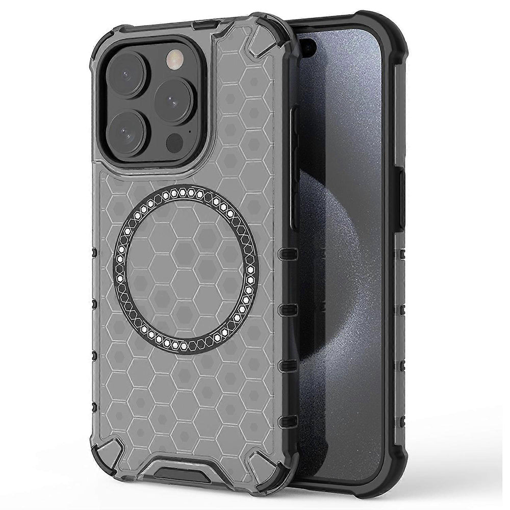 MagSafe-deksel for Apple iPhone 15 Pro Max, Techsuit, HoneyComb Shield, Svart