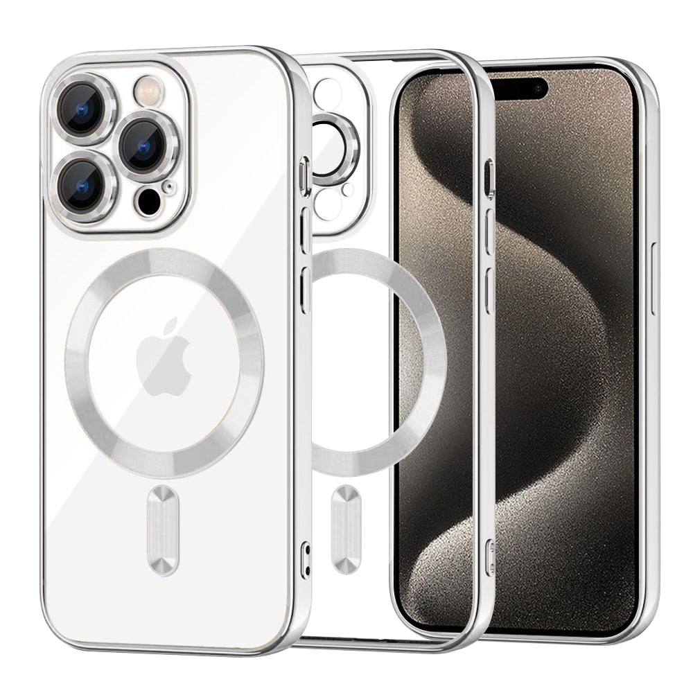 MagSafe-deksel for Apple iPhone 15 Pro Max, Techsuit, Luxury Crystal, Sølv