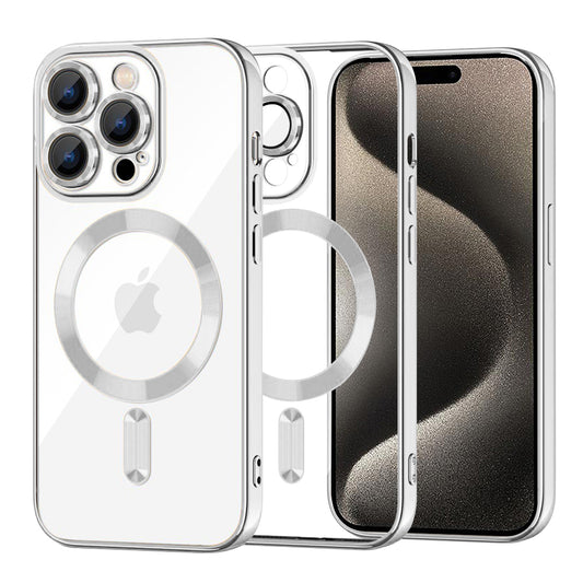 MagSafe-deksel for Apple iPhone 15 Pro Max, Techsuit, Luxury Crystal, Sølv