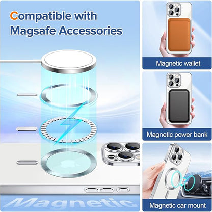 MagSafe-deksel for Apple iPhone 15 Pro Max, Techsuit, Luxury Crystal, Sølv