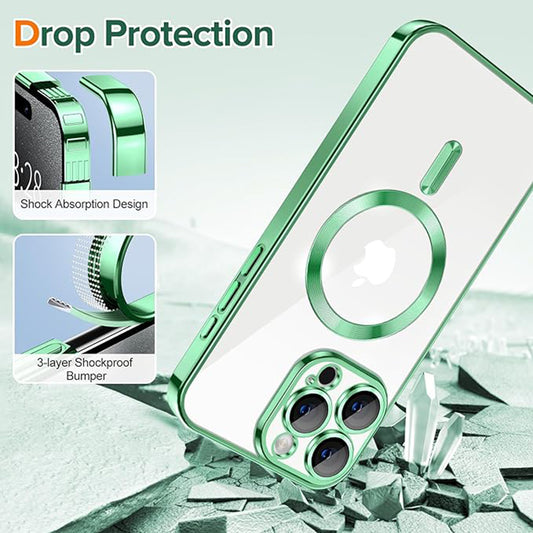 MagSafe-deksel for Apple iPhone 15 Pro Max, Techsuit, Luxury Crystal, Lys grønn