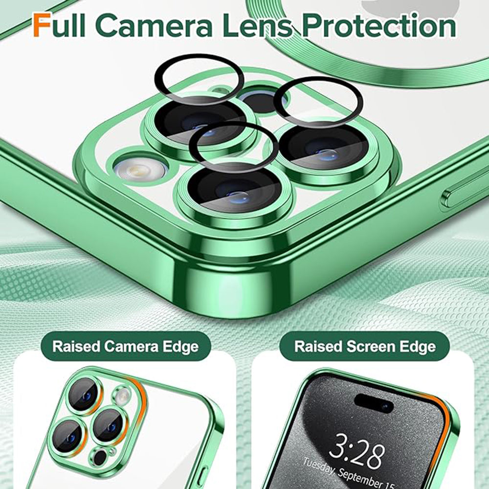 MagSafe-deksel for Apple iPhone 15 Pro Max, Techsuit, Luxury Crystal, Lys grønn