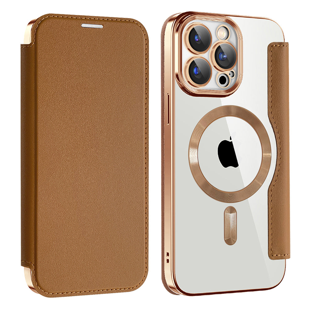 MagSafe-deksel for Apple iPhone 15 Pro Max, Techsuit, SmartMag Book, Brun