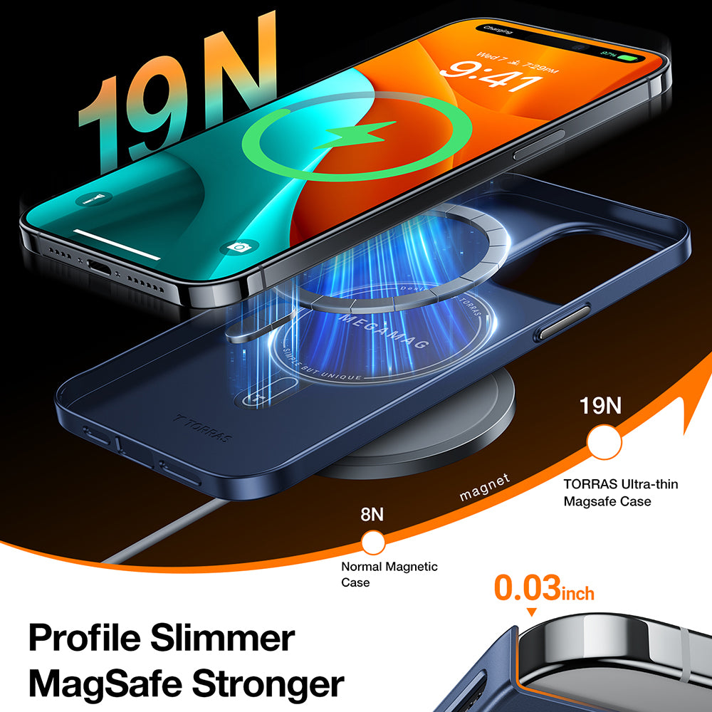 MagSafe-deksel for Apple iPhone 15 Pro Max, Torras, OriginFit, Marineblå