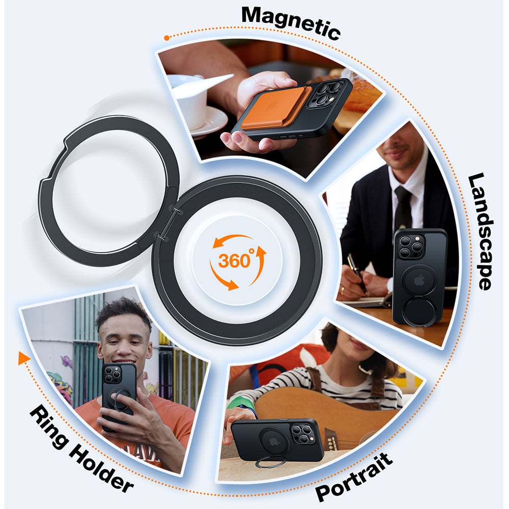 MagSafe-deksel for Apple iPhone 15 Pro Max, Torras, Ostand Pro, Svart