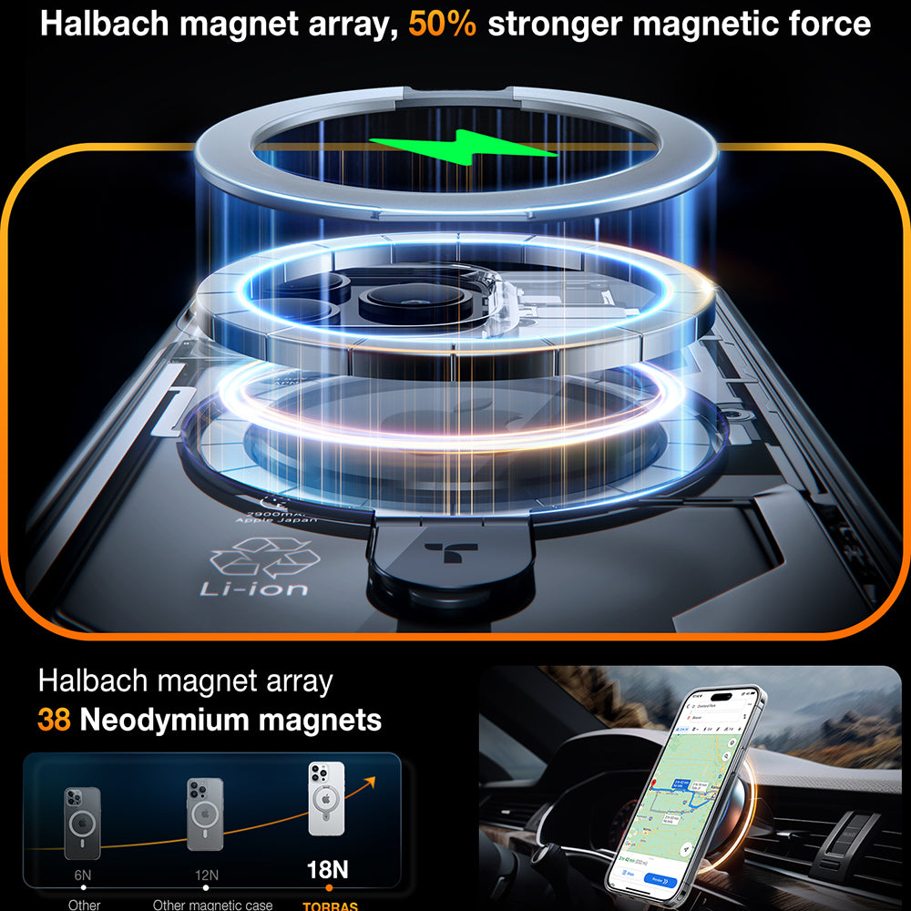 MagSafe-deksel for Apple iPhone 15 Pro Max, Torras, Ostand, Transparent