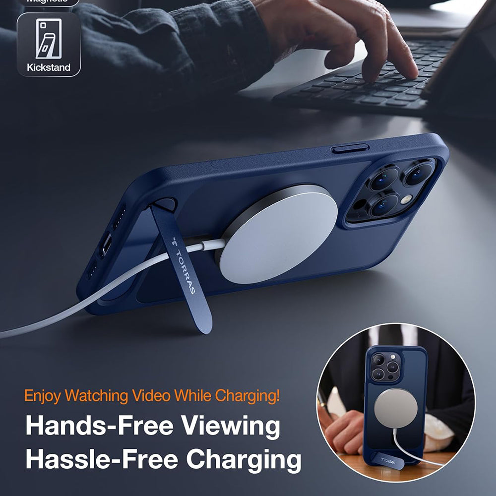 MagSafe-deksel for Apple iPhone 15 Pro Max, Torras, Pstand, Marineblå