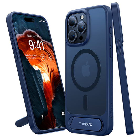 MagSafe-deksel for Apple iPhone 15 Pro Max, Torras, Pstand, Marineblå